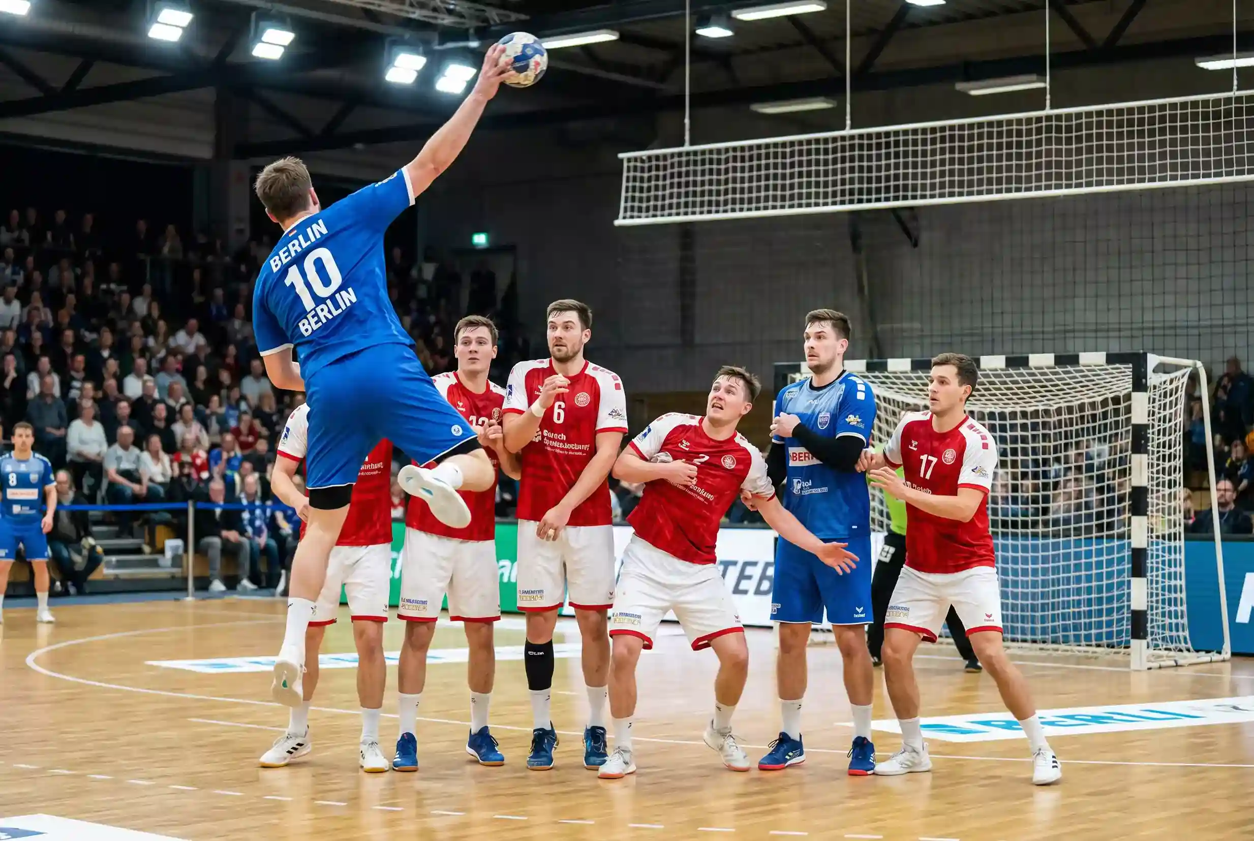 Handball Handicap Wetten: Rückraumspieler setzt zum Wurf an mit klarem Vorsprung